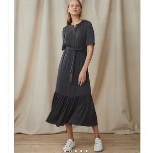 NWT The white company Washed-Satin Belted Midi Dress